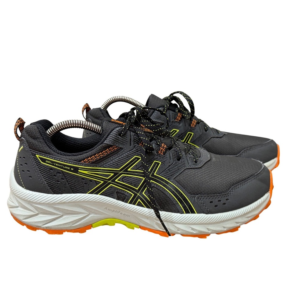 Asics Gel-Venture 9.5 Mens Trail Running Shoes Charcoal Lime Orange Sneakers EUC